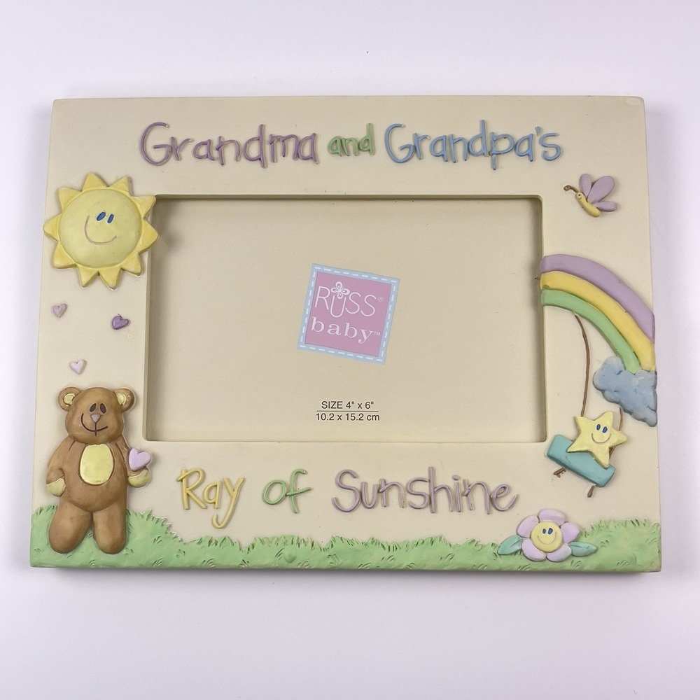 Russ "Grandma and Grandpa's Ray Of Sunshine" 4"x 6" 3-D Baby Photo Picture Frame